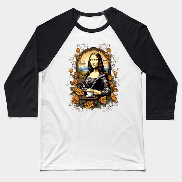 gioconda coffe Baseball T-Shirt by Dandeliontattoo